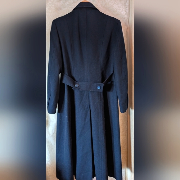 Evan Picone Dark Blue Gray Wool Coat Red Lining. Vintage - Picture 11 of 13